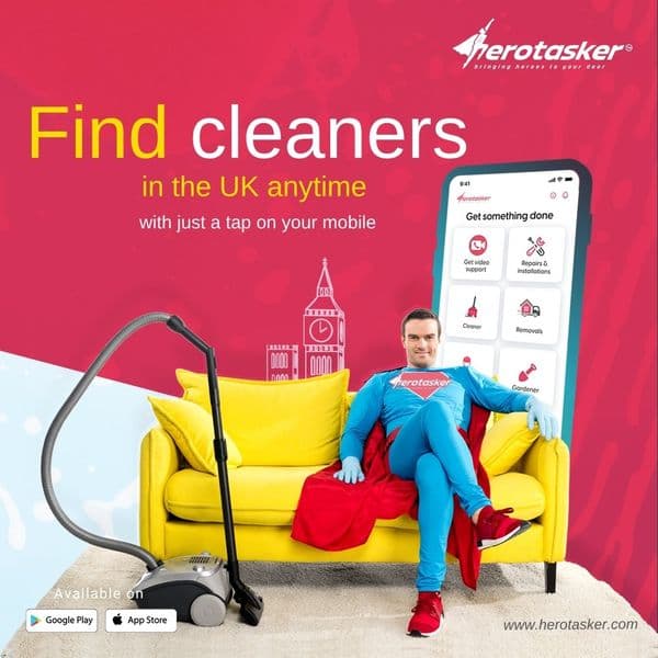Cleaner finishing up a sparkling room